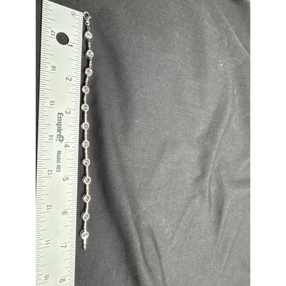 Ross Simons Vintage Elegant Silver & Round Cubic Rhinestone Crystal Tennis Brace - Picture 6 of 8